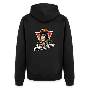 Cool Chimpanzee Born To Be Awesome - Unisex Premium Organic Zip Hoodie - black - Back - Nico (187cm)