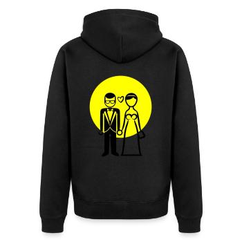 Couple de mariage, couple marié, mariée, marié - Veste à capuche bio Premium Unisexe - noir - Dos - Nico (187cm)