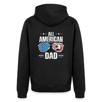 All American Dad 4. Juli Vatertags-Sonnenbrille - Unisex Premium Bio Zip Hoodie - Schwarz - Hinten - Nico (187cm)