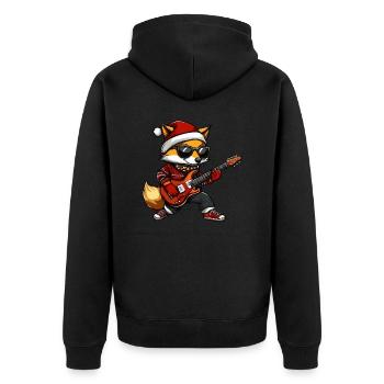 Fuchs Weihnachten Gitarre - Unisex Premium Bio Zip Hoodie - Schwarz - Hinten - Nico (187cm)