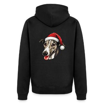 Greyhound Dog Head Christmas Portrait - Unisex Premium Organic Zip Hoodie - black - Back - Nico (187cm)