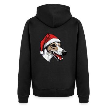 Greyhound Dog Head Christmas Portrait - Unisex Premium Organic Zip Hoodie - black - Back - Nico (187cm)