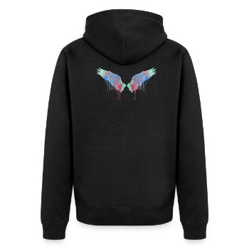 engelsflügel,flügel,angelwings,bunt,graffiti - Unisex Premium Bio Zip Hoodie - Schwarz - Hinten - Nico (187cm)