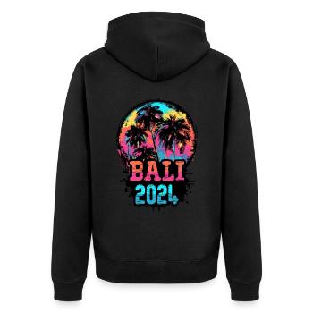 Bali 2024 Team Palm Trees Multicolored - Unisex Premium Organic Zip Hoodie - black - Back - Nico (187cm)