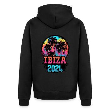 Palmiers de l’équipe Ibiza 2024 multicolores - Veste à capuche bio Premium Unisexe - noir - Dos - Nico (187cm)