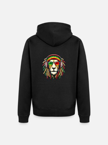 Reggae Lion Rasta Jamaica - Unisex Premium Organic Zip Hoodie - black