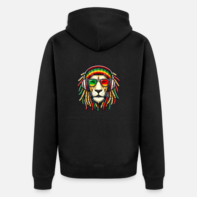 Reggae Lion Rasta Jamaïque - Veste à capuche bio Premium Unisexe - noir