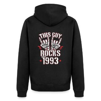 This guy has been rocking since 1993 vintage birthday - Unisex Premium Organic Zip Hoodie - black - Back - Nico (187cm)