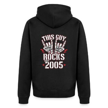 This guy has been rocking since 2005 vintage birthday - Unisex Premium Organic Zip Hoodie - black - Back - Nico (187cm)