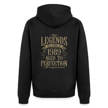 Vintage Born 1989 Legends Cadeau d’anniversaire - Veste à capuche bio Premium Unisexe - noir - Dos - Nico (187cm)