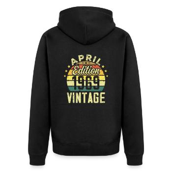 Millésime Avril 1969 - Cadeau Anniversaire 1969 - Veste à capuche bio Premium Unisexe - noir - Dos - Nico (187cm)