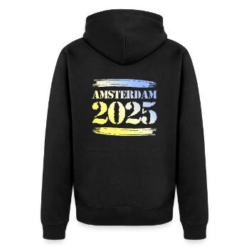 Amsterdam 2025 - Unisex Premium Organic Zip Hoodie - black - Back - Nico (187cm)