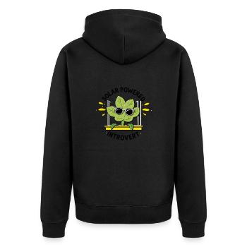 Solar Powered Introvert – Plant Joke - Unisex Premium Organic Zip Hoodie - black - Back - Nico (187cm)