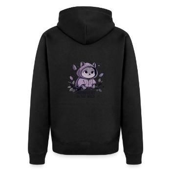 Introvertiert im Freien – Tier im Hoodie - Unisex Premium Bio Zip Hoodie - Schwarz - Hinten - Nico (187cm)