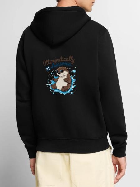 Süßer Otter für Kinder – Lustiges Geburtstagsdesig - Unisex Premium Bio Zip Hoodie - Schwarz - Hinten - Nico (187cm)
