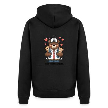 Bärenpapa – Beary Best Dad Ever - Unisex Premium Bio Zip Hoodie - Schwarz - Hinten - Nico (187cm)