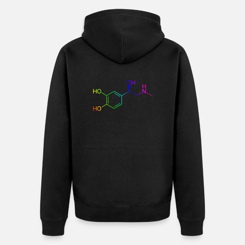 Molécule d'adrénaline - couleurs arc-en-ciel - Veste à capuche bio Premium Unisexe - noir