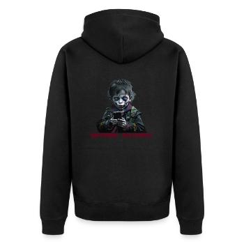 Smombie Incoming - Unisex Premium Organic Zip Hoodie - black - Back - Nico (187cm)