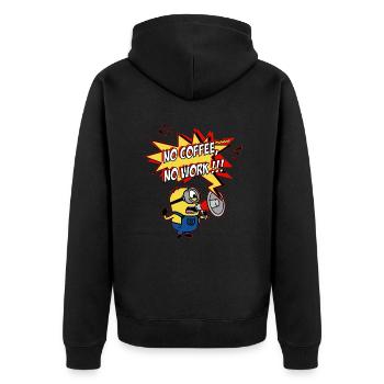 Minions With Megaphone No Coffee No Work!!! - Unisex Premium Organic Zip Hoodie - black - Back - Nico (187cm)