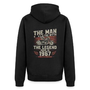 1967 Vintage homme mythe légende moto - Veste à capuche bio Premium Unisexe - noir - Dos - Nico (187cm)