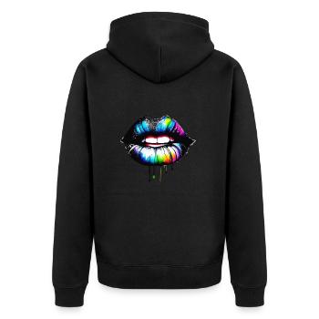 lips colorful - Unisex Premium Organic Zip Hoodie - black - Back - Nico (187cm)
