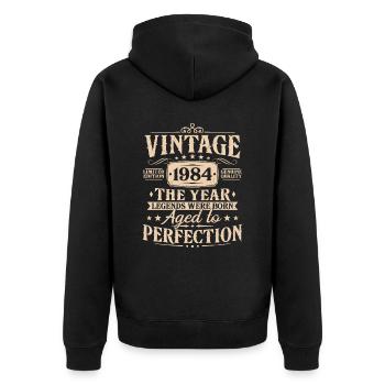 Vintage 1984 Vintage cadeau d’anniversaire - Veste à capuche bio Premium Unisexe - noir - Dos - Nico (187cm)