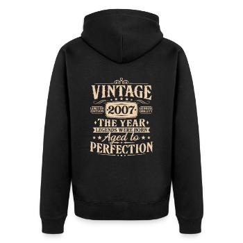 Vintage 2007 Vintage Birthday Gift - Unisex Premium Organic Zip Hoodie - black - Back - Nico (187cm)