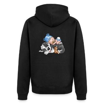 Chien avec bébé mignon et mignon - Veste à capuche bio Premium Unisexe - noir - Dos - Nico (187cm)