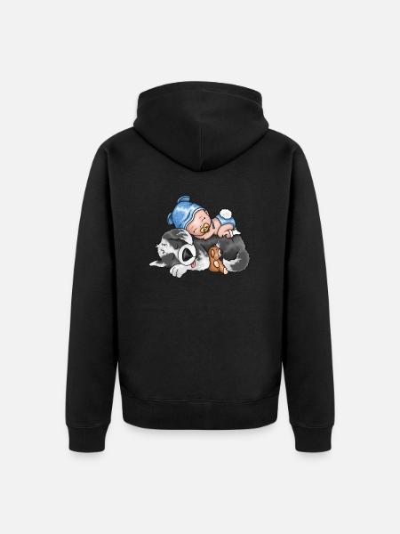 Dog with baby - Unisex Premium Organic Zip Hoodie - black