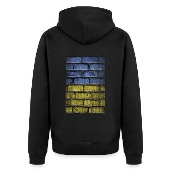 Wall Ukraine - Unisex Premium Organic Zip Hoodie - black - Back - Nico (187cm)