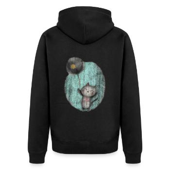 cute drawing cat balloon balloon - Unisex Premium Organic Zip Hoodie - black - Back - Nico (187cm)
