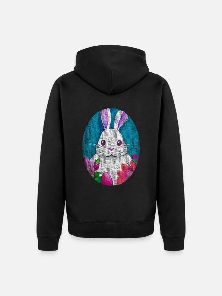 Easter Bunny retro used-look cool - Unisex Premium Organic Zip Hoodie - black