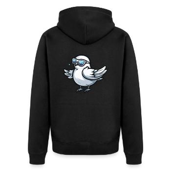 Taube Vogel Cool Tier - Unisex Premium Bio Zip Hoodie - Schwarz - Hinten - Nico (187cm)