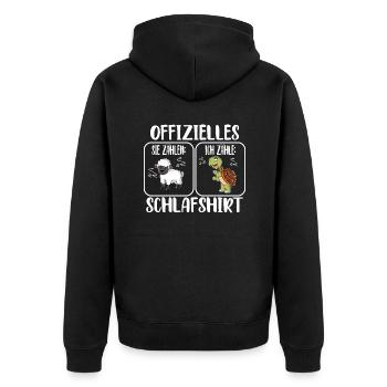 Schlafshirt Schildkröte - Unisex Premium Bio Zip Hoodie - Schwarz - Hinten - Nico (187cm)
