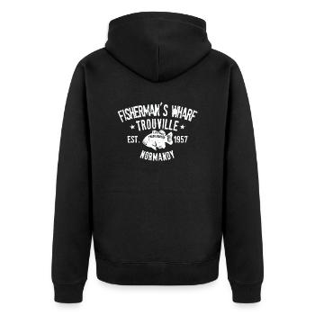 Fisherman s wharf Trouville Normandy - Veste à capuche bio Premium Unisexe - noir - Dos - Nico (187cm)