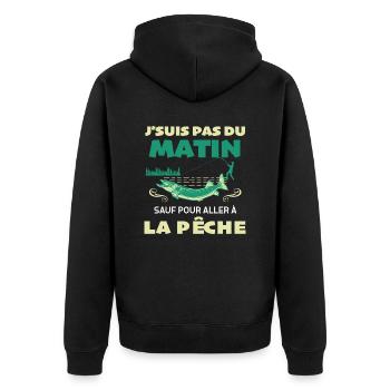 Le Matin Du pêcheur Humour Papy - Veste à capuche bio Premium Unisexe - noir - Dos - Nico (187cm)