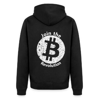 The Bitcoin Revolution - Unisex Premium Organic Zip Hoodie - black - Back - Nico (187cm)