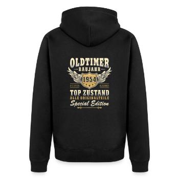 70. Geburtstag Oldtimer 70 Jahre Geschenkidee - Unisex Premium Bio Zip Hoodie - Schwarz - Hinten - Nico (187cm)
