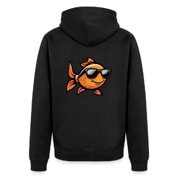 Goldfische Cool Tier - Unisex Premium Bio Zip Hoodie - Schwarz - Hinten - Nico (187cm)