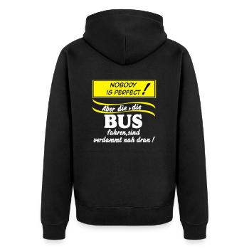 Busfahrer Bus Omnibus Kraftfahrer Nobody (25) - Unisex Premium Bio Zip Hoodie - Schwarz - Hinten - Nico (187cm)