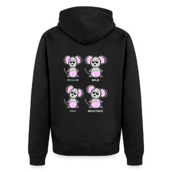 Graphic Designer Mouse - Explication de la typographie - Veste à capuche bio Premium Unisexe - noir - Dos - Nico (187cm)