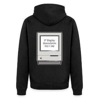 Computer Classic - alter Computer - Unisex Premium Bio Zip Hoodie - Schwarz - Hinten - Nico (187cm)