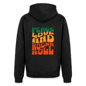 PEACE LOVE ET ROCKN ROLL - Veste à capuche bio Premium Unisexe - noir - Dos - Nico (187cm)
