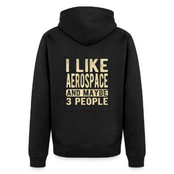 Sprichwort aus der Luft- und Raumfahrt - Unisex Premium Bio Zip Hoodie - Schwarz - Hinten - Nico (187cm)