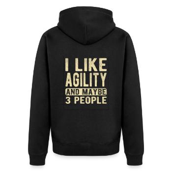 Agility Saying - Unisex Premium Organic Zip Hoodie - black - Back - Nico (187cm)