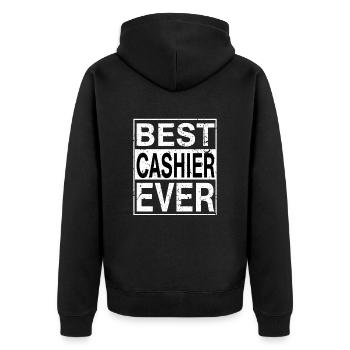 Bestes Kassierer-Geschenk aller Zeiten - Unisex Premium Bio Zip Hoodie - Schwarz - Hinten - Nico (187cm)