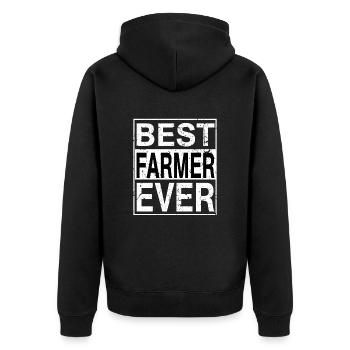Bestes Farmer-Geschenk aller Zeiten - Unisex Premium Bio Zip Hoodie - Schwarz - Hinten - Nico (187cm)