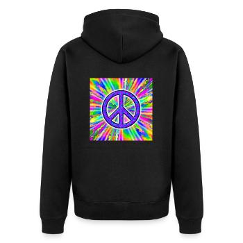 Enjoy Some Peace - Unisex Premium Organic Zip Hoodie - black - Back - Nico (187cm)