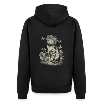 Magie des chats et papillons : l’art cottagecore - Veste à capuche bio Premium Unisexe - noir - Dos - Nico (187cm)