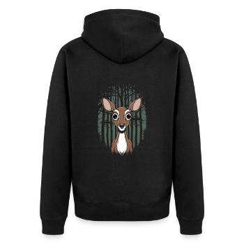 Cottagecore Cerf Dans Les Bois Nature Motif - Veste à capuche bio Premium Unisexe - noir - Dos - Nico (187cm)